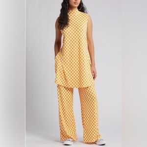 Dressed in Lala, Gigi two-piece check top and pants set, sunshine color, size L